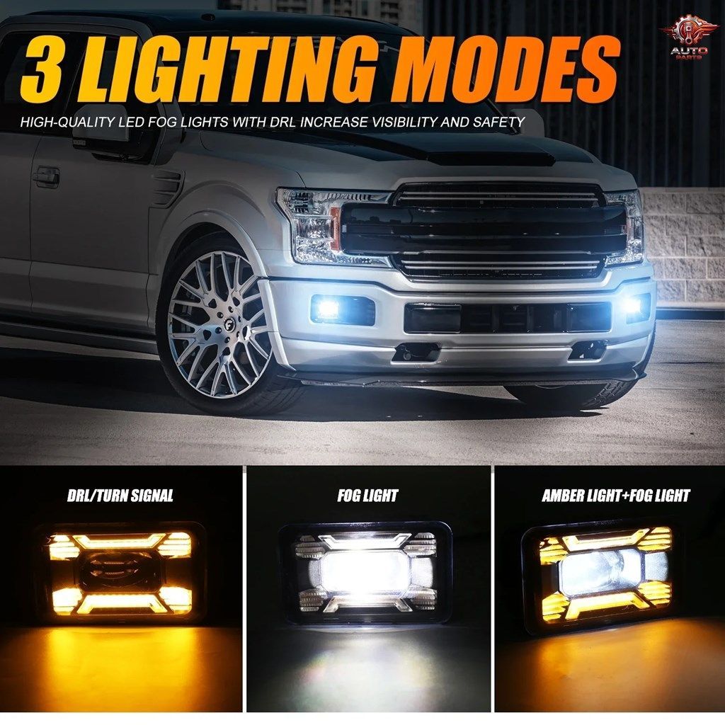 1ペア 車用LEDフォグランプアセンブリ ホワイト デイタイムランニングライト DRL アンバー ターンシグナルライトランプ フォード 150 2015