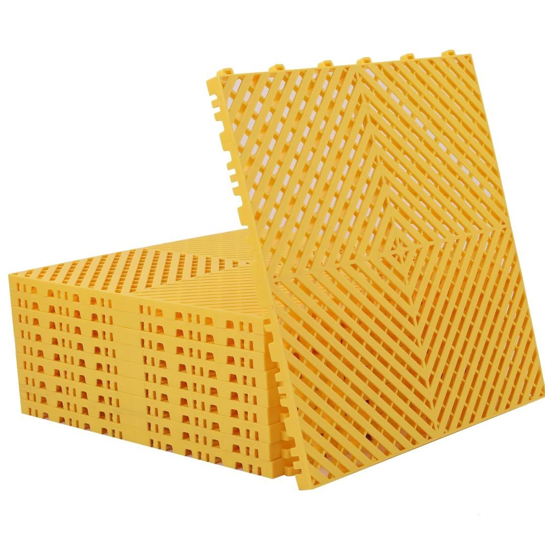 ISL ガレージタイル フラットタイプ イエロー 10枚セット 40×40×1.8cm 業務用 高耐荷重モデル