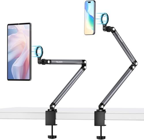 R◆TELESIN スマホスタンド 寝ながら タブレットスタンド スマホアーム ベッド 携帯 固定 360°回転 卓上 フレキシブルアーム 俯瞰撮影/手元撮影/ライブ配信/動画/スマホ撮影スタンド 折り畳み 安定性 落下防止 iPhone16 c10a077d
