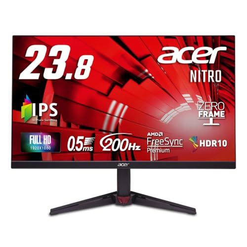 R◆Acer ゲーミングモニター 23.8インチ IPS フルHD 非光沢 200Hz 0.5ms sRGB 99% AMD FreeSync Premium HDR10 HDMI 2.0 DisplayPort v1.2 スピーカー・ヘッド 85450495