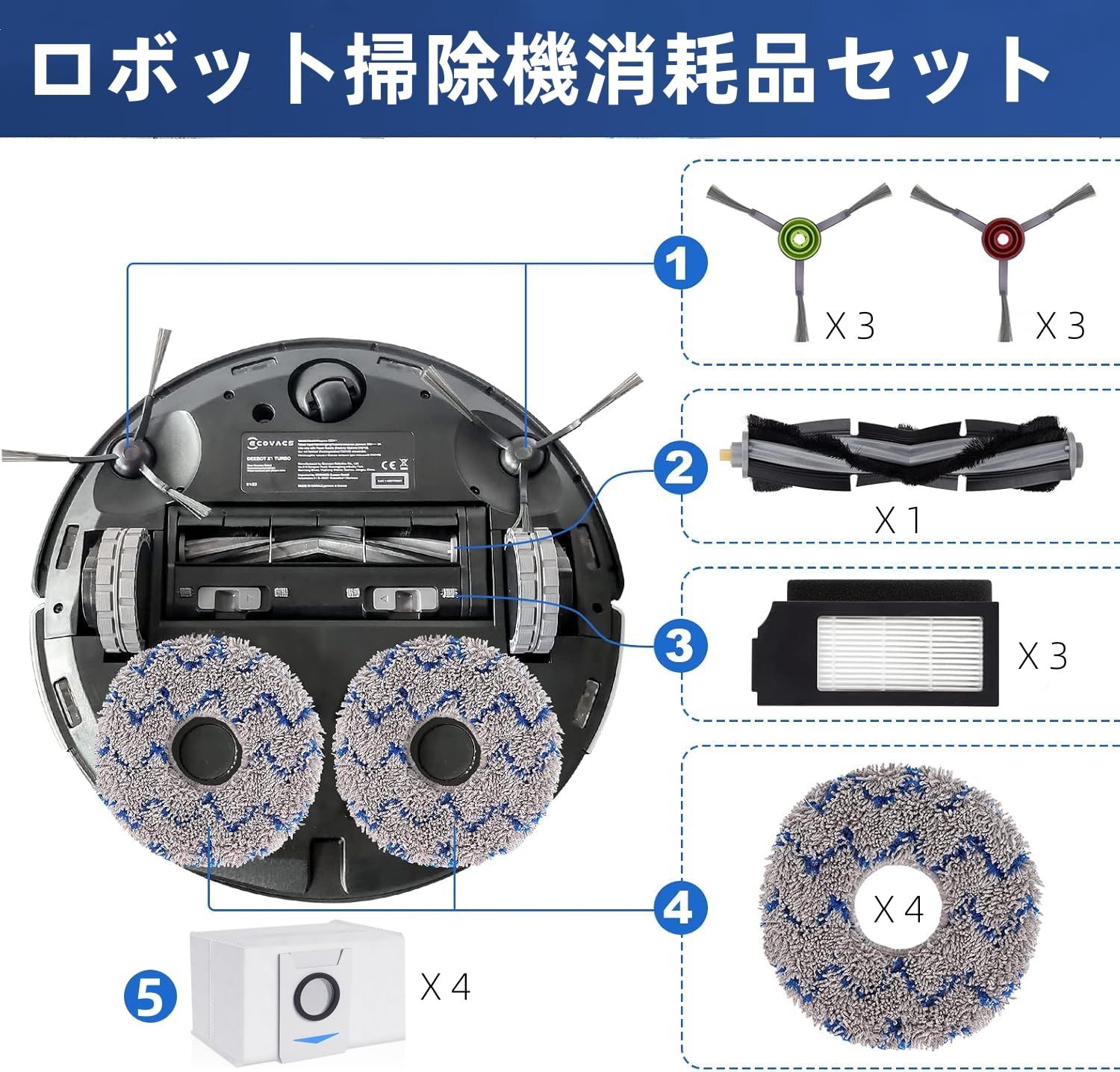 KGC エコバックス 消耗品 X1 OMNI (18枚) DEEBOT ロボット掃除機 X1 