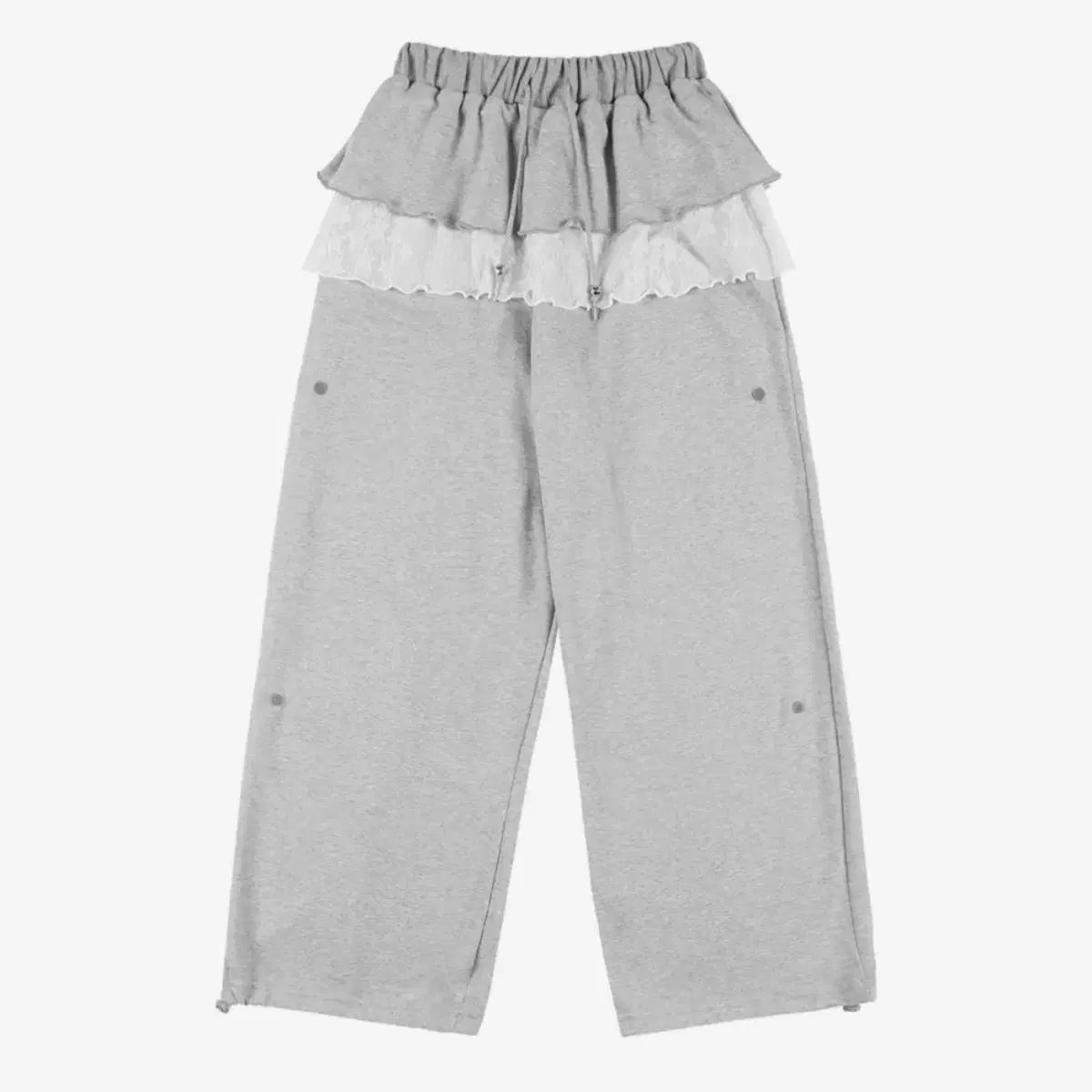 ファンシークラブ フリルレースボタン スウェットパンツ メランジュグレー