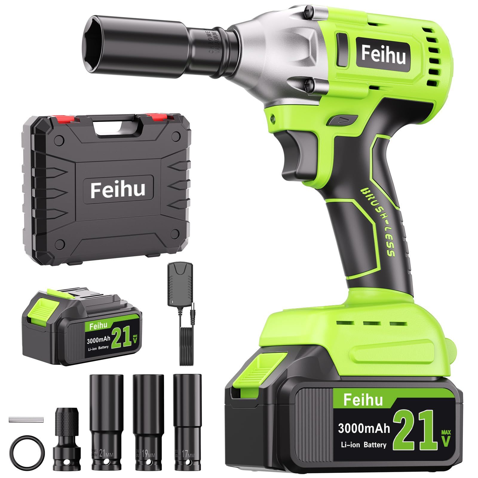 ☆新品☆インパクトレンチ 電動 インパクトドライバー 充電式 18V 320N?m高トルク ブラシレスモーター 自動停止機能 無段変速 タイヤ交換用 軽量 小型 3000mAhバッテリー付 LEDライト付き 正逆転両用 PSE認証済 81051810