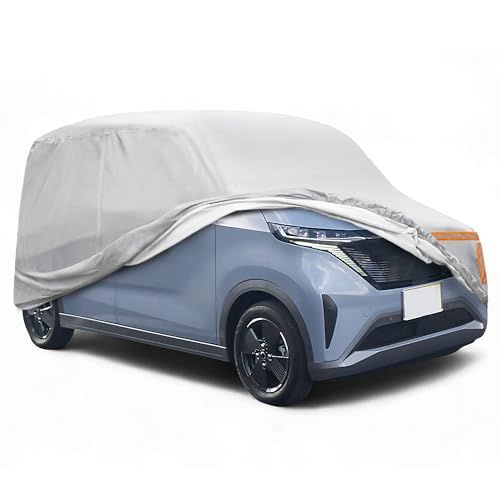 X AUTOHAUX 日産サクラ デイズ用 カーカバー 車 軽自動車カバー 遮光断熱 日焼け防止 雹対策 防水性アップ 日焼け防止 梅雨 雪/強風/黄砂 屋外防塵 防雪 防輻射 UVカット 1セット 運転側ジッパー付き 反射テーブ シルバート 6a0f59c6