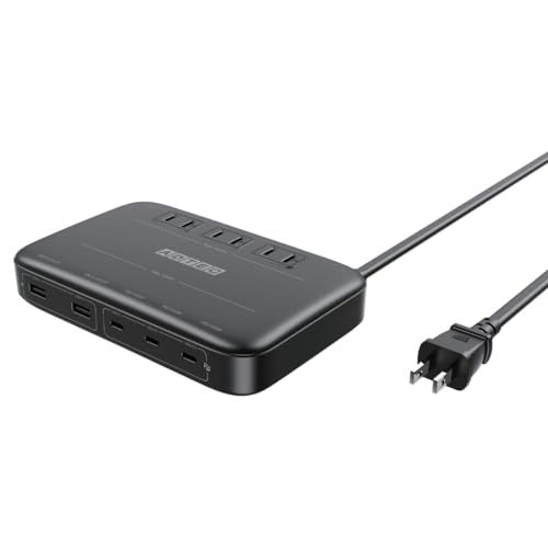 アドテック マルチポート 充電器 130W PD3.0充電器 5ポート(USB-Cｘ3+USB-Aｘ2)(ACx3) 1.8mケーブル GaN (窒化ガリウム) 高急速充電 高速充電 ACアダプタ デスク整理 学習机 テレワーク ノートパソコ 311ca2a7
