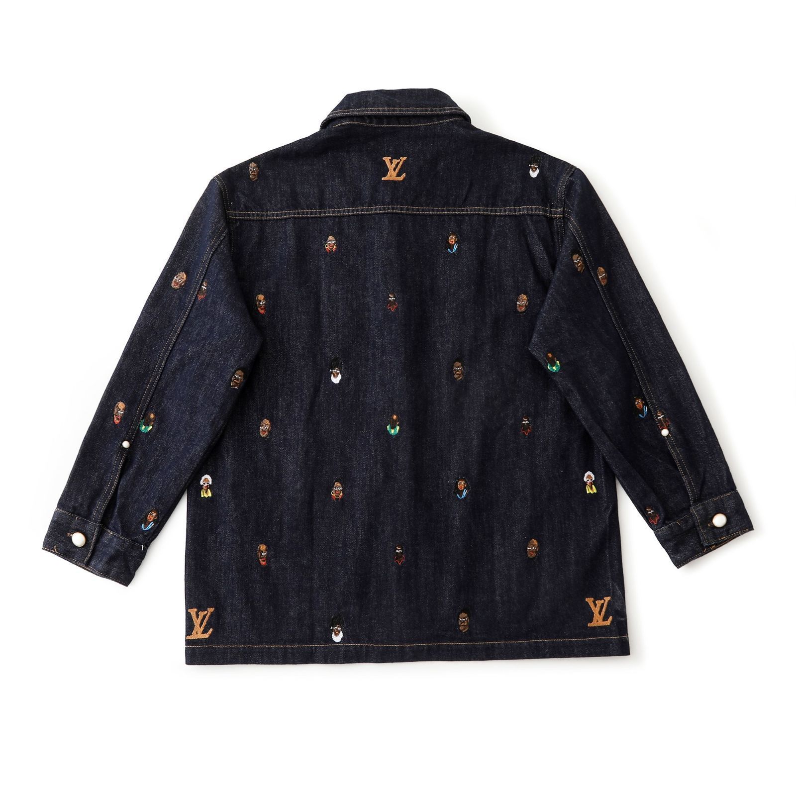 【本日限定特価】Louis Vuitton × Pharrell コラボ デニムシャツ ポートレート刺繍 カジュアルジャケット XS-L [本日特価|新品未使用品]-WTO輸入1