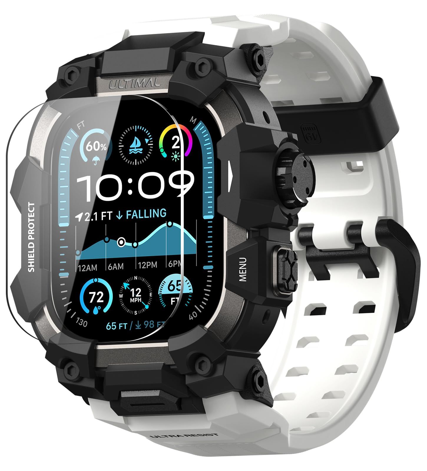 新品 ULTIMAL に対応 Apple Watch Ultra 3/Ultra 2/Ultra（49mm）用 バンド一体型保護ケース 強化ガラスフィルム付き TPU 耐衝撃 高耐久 簡単装着 通気性 アウトドア/スポーツ向け 白色 8,004円