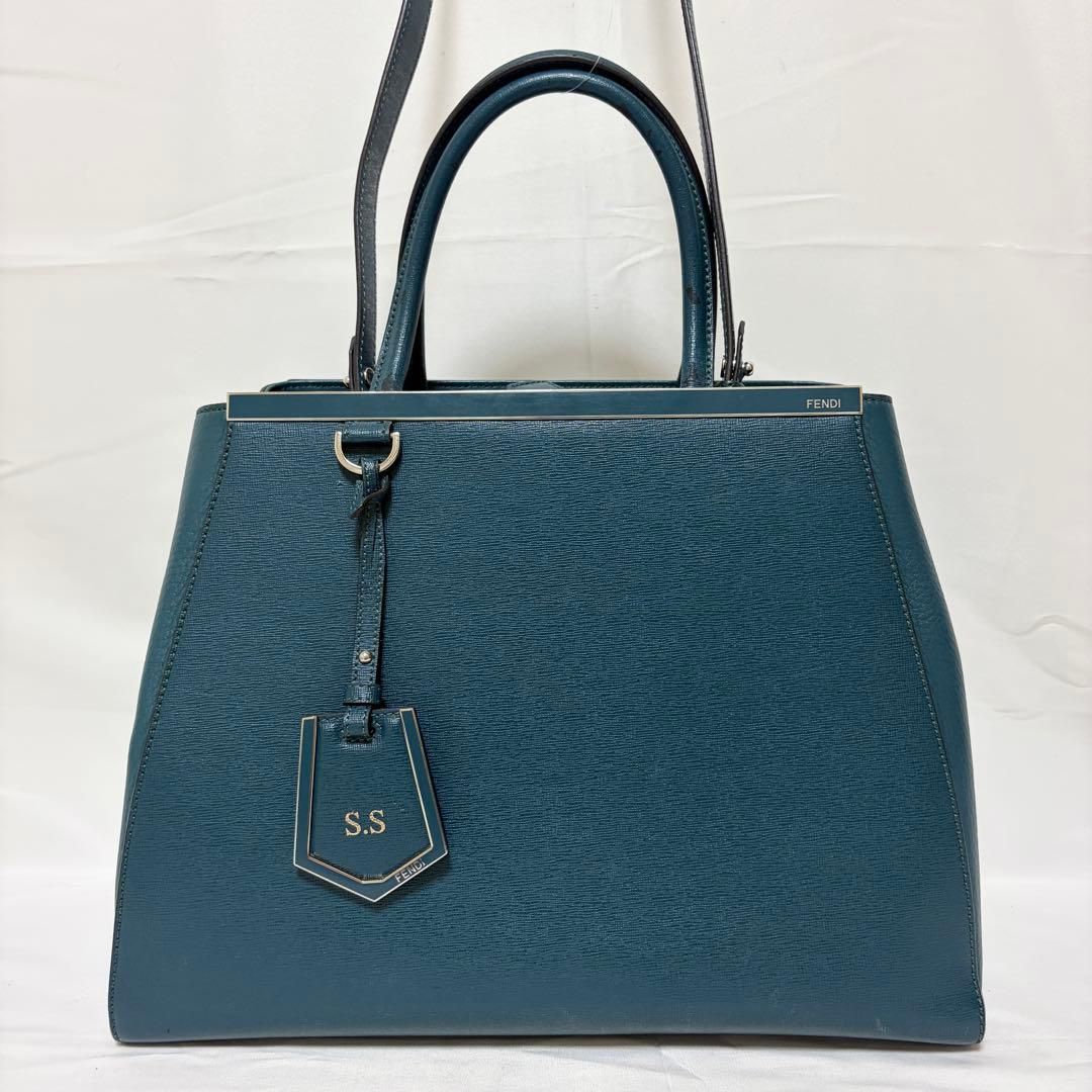 FENDI フェンディトゥージュール 2way ハンドバッグ トートバッグ 8BH250 レザー ターコイズブルー