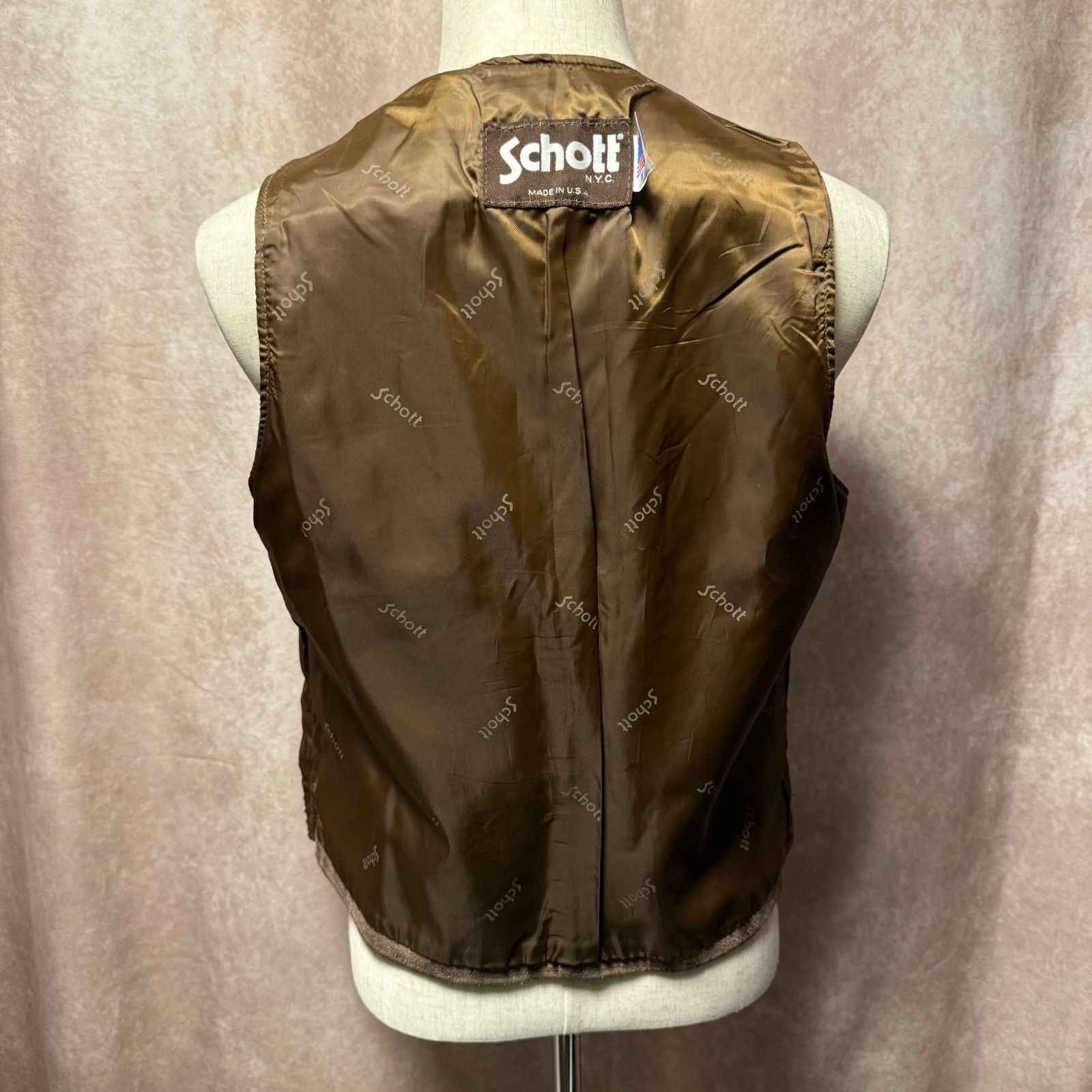 Schott スエード レザーベスト ブラウン USA製 β2-1091 - メルカリ