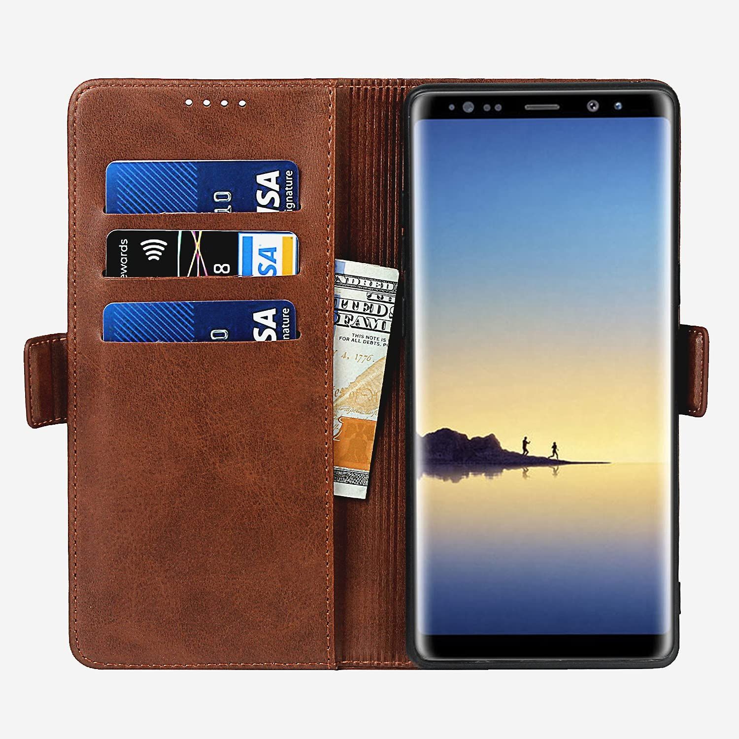 Galaxy Note8 ケース 手帳型 ダークブラウン - メルカリ
