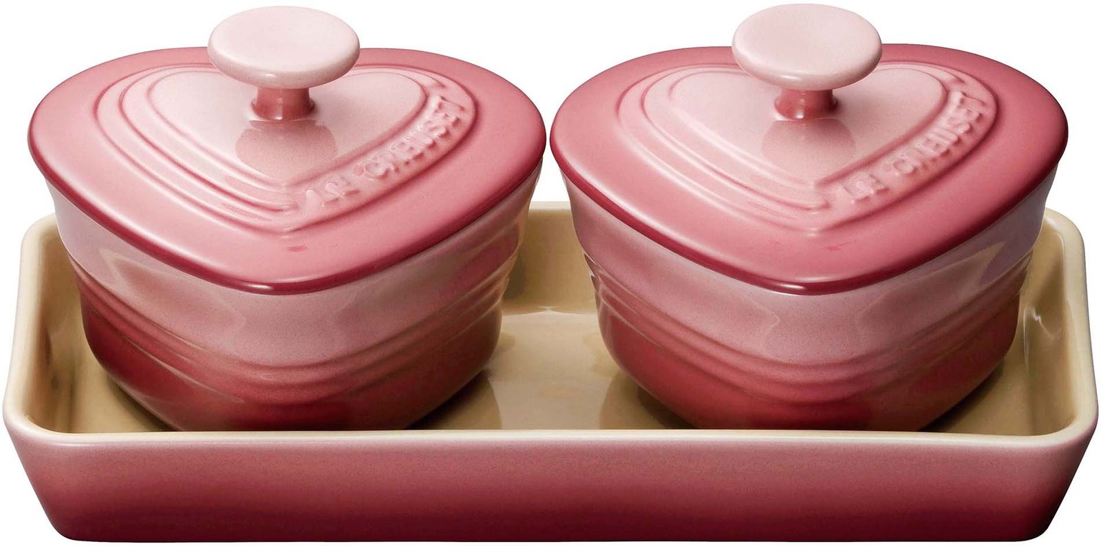ル・クルーゼ(Le Creuset) 耐熱容器 プチ・ラムカン・ダムール・セット ローズクォーツ 耐熱 耐冷 電子レンジ オーブン 対応 結婚祝い 記念日 ブライダル ギフト プレゼント 引出物 【日本正規販売品】mt 25ce0409