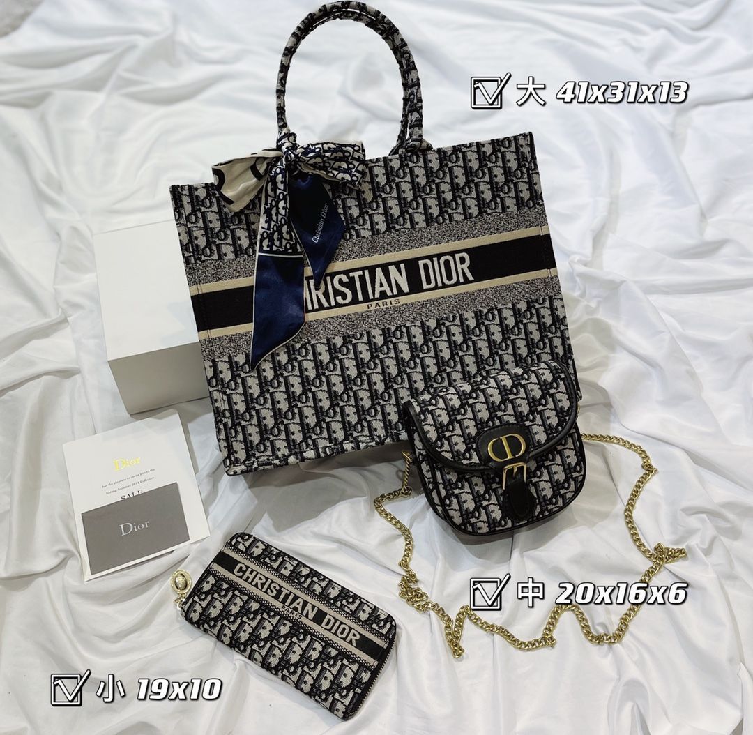 美品 Christian Dior クリスチャンディオール トートバッグ 大容量 ハンドバッグ 財布 3点セット