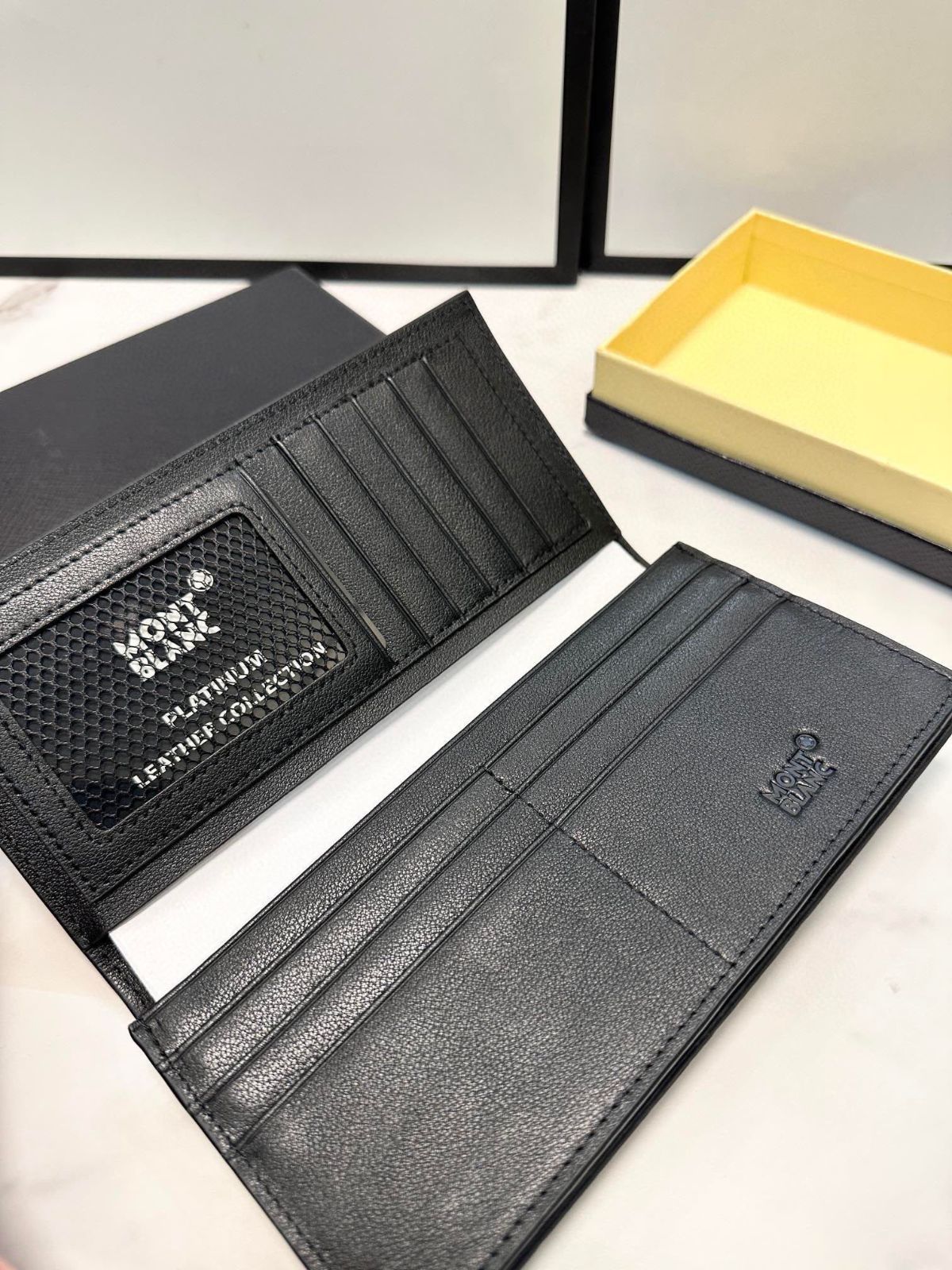 【本日限定特価】モンブラン メンズ レザー バイフォールドウォレット ロング＆ショート 19×10cm/12×10cm 高品質レザー 専用ボックス付き[本日特価|新品未使用品]
