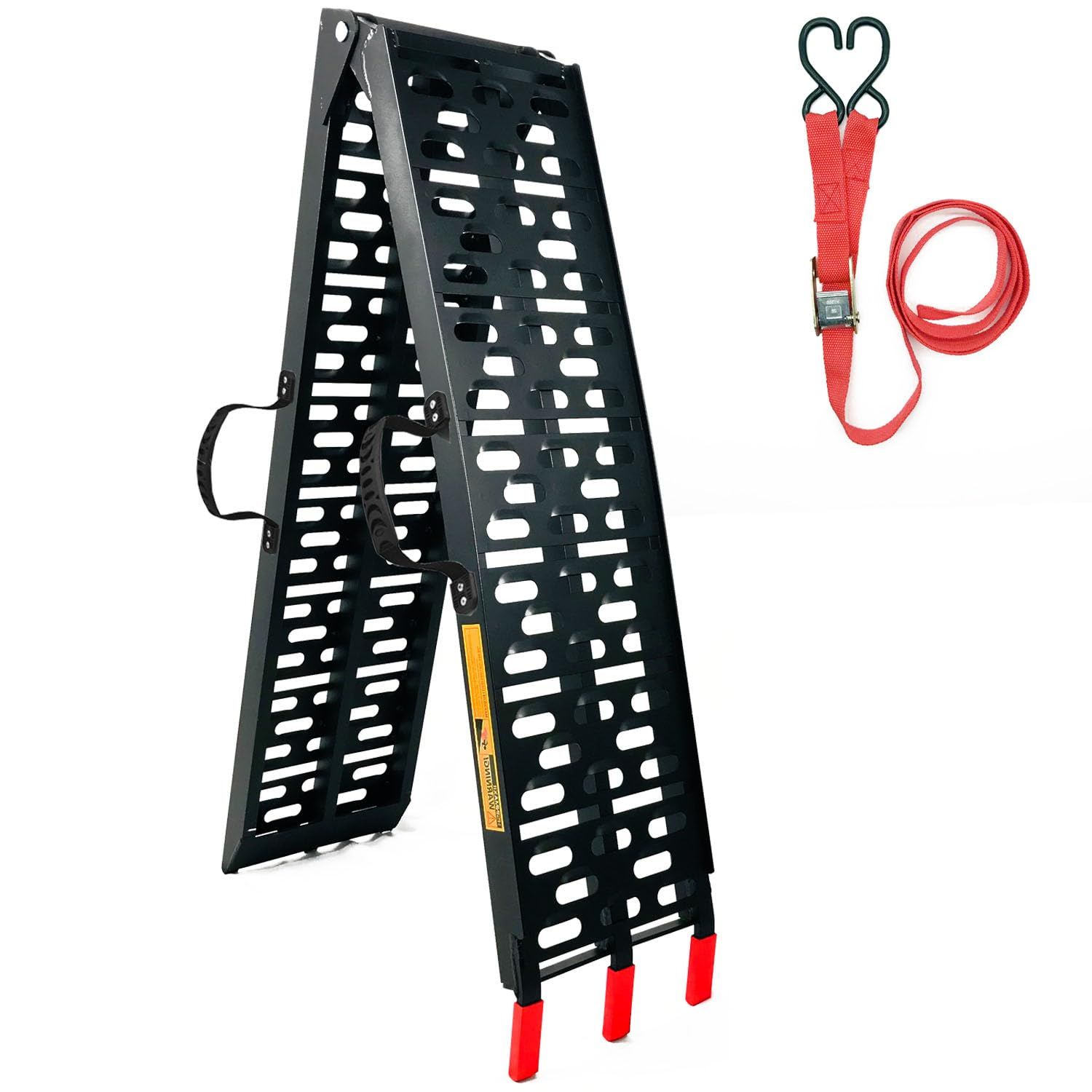 ☆新品☆アルミラダーレール 1本セット 長さ226cm 幅30.5cm 耐荷重340kg 折り畳み式 軽量 アルミラダー コンパクト 滑りにくい 取っ手付き アルミブリッジ バイク スロープ -ブラック a99b6e6f