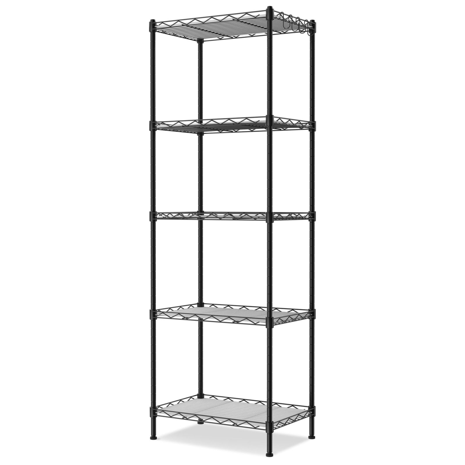 ☆新品☆WORKPRO スチールラック 5段 耐荷重250kg 幅44×奥行29×高さ130cm ポール径16mm メタルラック キッチンシェルフ 棚 フック付き 防サビ加工 省スペース収納 キッチン ガレージ ランドリー 商品陳列 6017d779