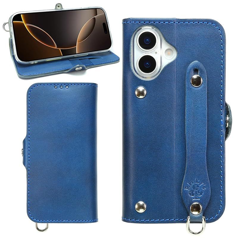 EFGS iPhone17と互換性のある 手帳型 ケース 栃木ブルー MSポケット 【右開き】 TPU 栃木レザー 革 本革 日本製 リッキーズ