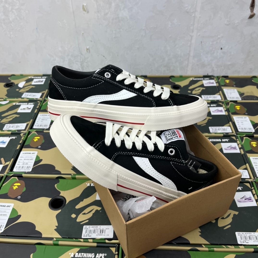 【今日特価】Vision Street Wear X Odd Cirkus コラボレーション クラシック レトロ ブラック スエード キャンバス スニーカー！送料無料！在庫限定のお得な価格です！