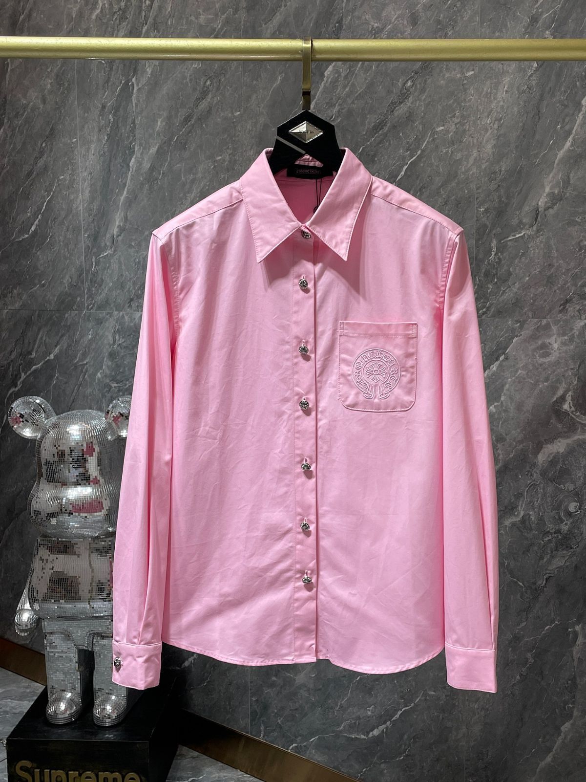 【本日限定特価】Chrome Hearts メンズ シャツ カラフルクロス 刺繍 ピンク S-XL [本日特価|新品未使用品]