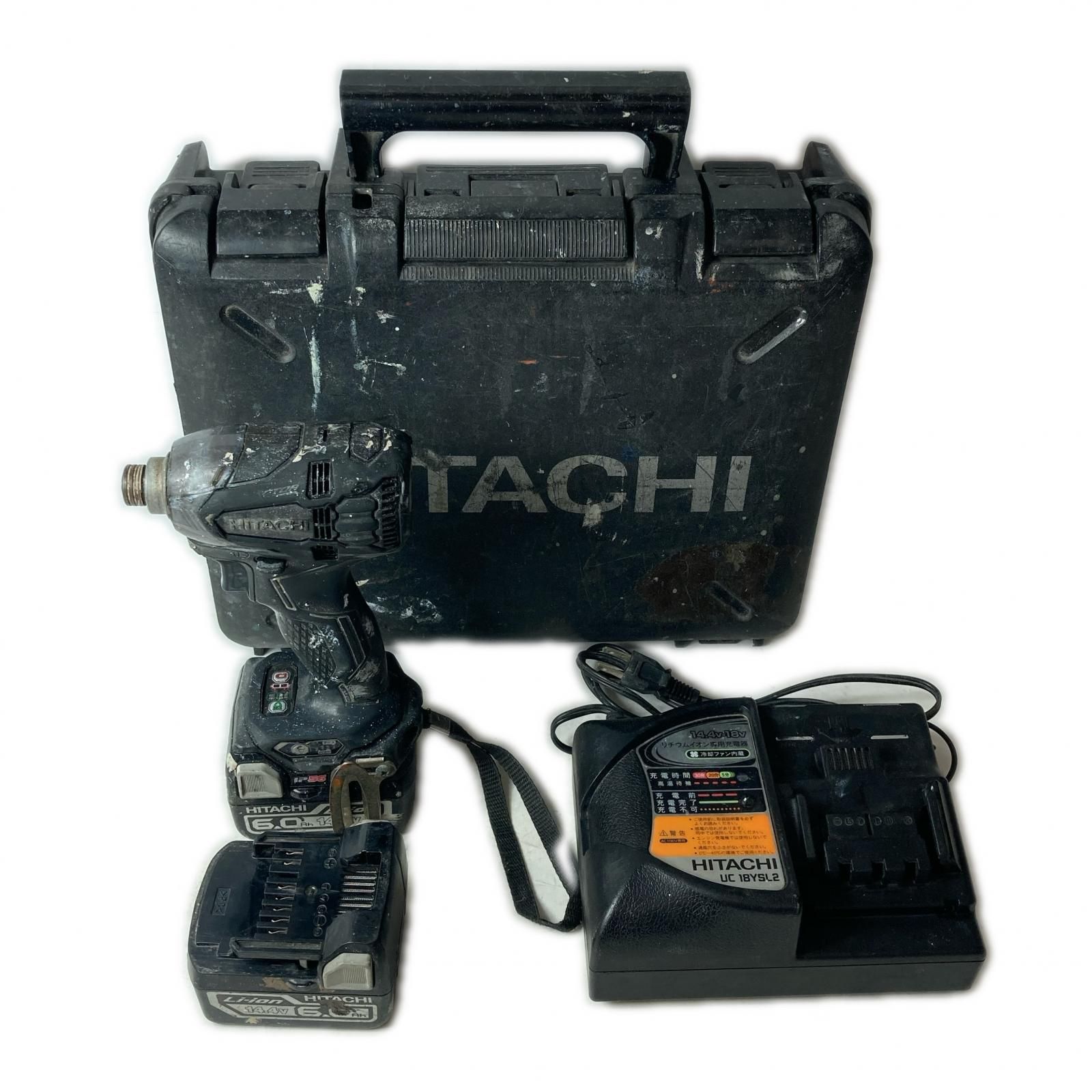 HITACHI 日立 インパクトドライバ WH14DDL2 ブラック 充電器・バッテリー2個・ケース付 コードレス式 14.4v 361193