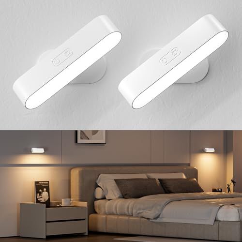 Hensam led ウォールライト 2個セット ブラケットライト 充電式 5000mAh 調光調色 工事不要 壁掛け led おしゃれ 間接照明 360°角度調節 マグネット式 賃貸 寝室 玄関 廊下 階段 枕元 照明 コードレス 磁石壁灯 cba4f204