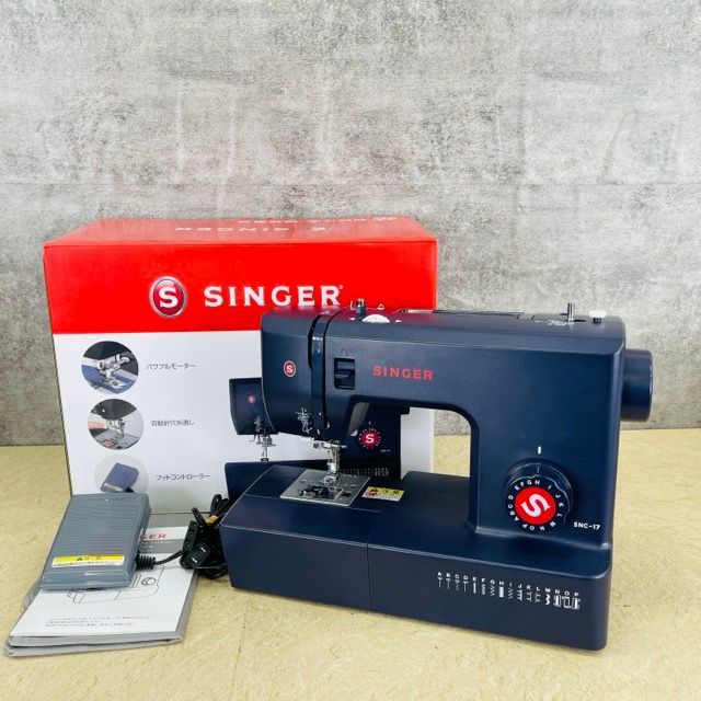 展示品 シンガー 電動ミシン SNC-17 【中古】動作保証 SINGER ネイビー フットコントローラータイプ 裁縫 ハンドクラフト/517211