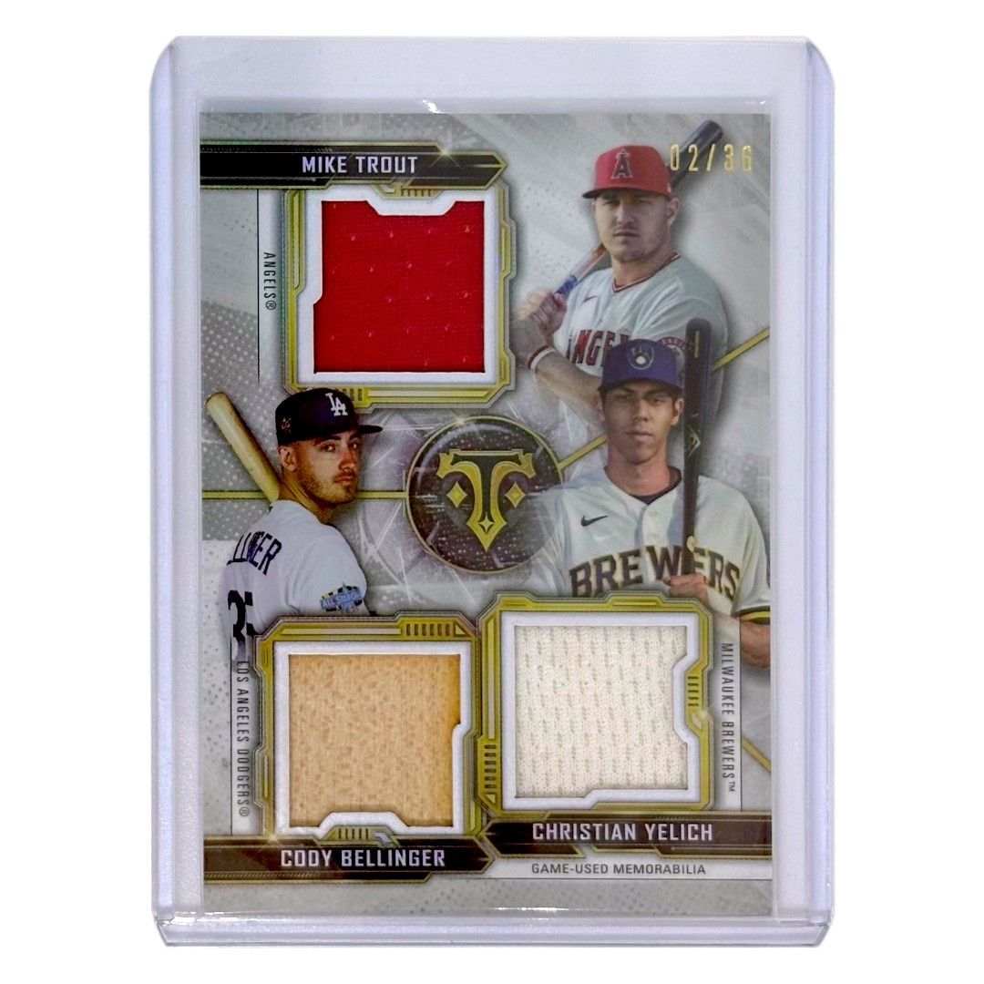 TOPPS MLBカード TRIPLE THREADS MIKE TROUT ANGELS CODY BELLINGER DODGERS CHRISTIAN YELICH BREWERS /36 #RCC-TBY 送料無料 中古 IT1