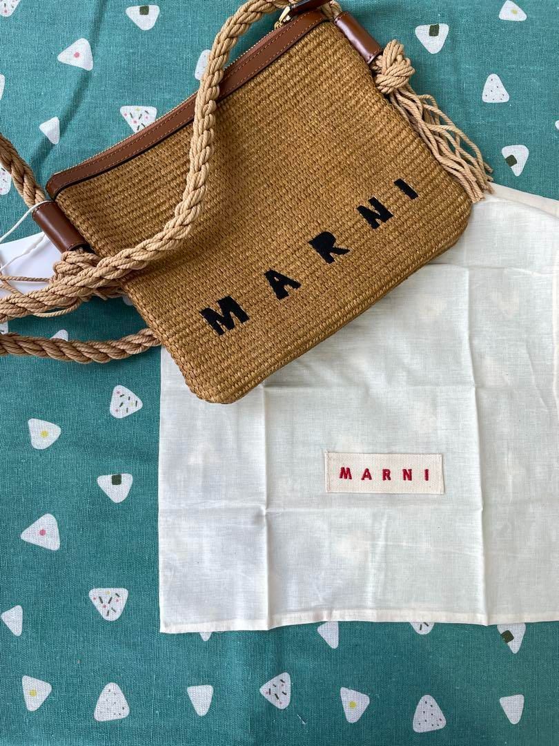 MARNI ラフィアロゴ刺繍ロープチェーンショルダーバッグ - メルカリ