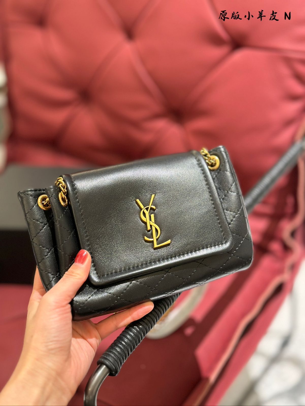 【今日特価】YSL Nolita ブラック & ゴールド ロリータバッグ-WTO輸入1