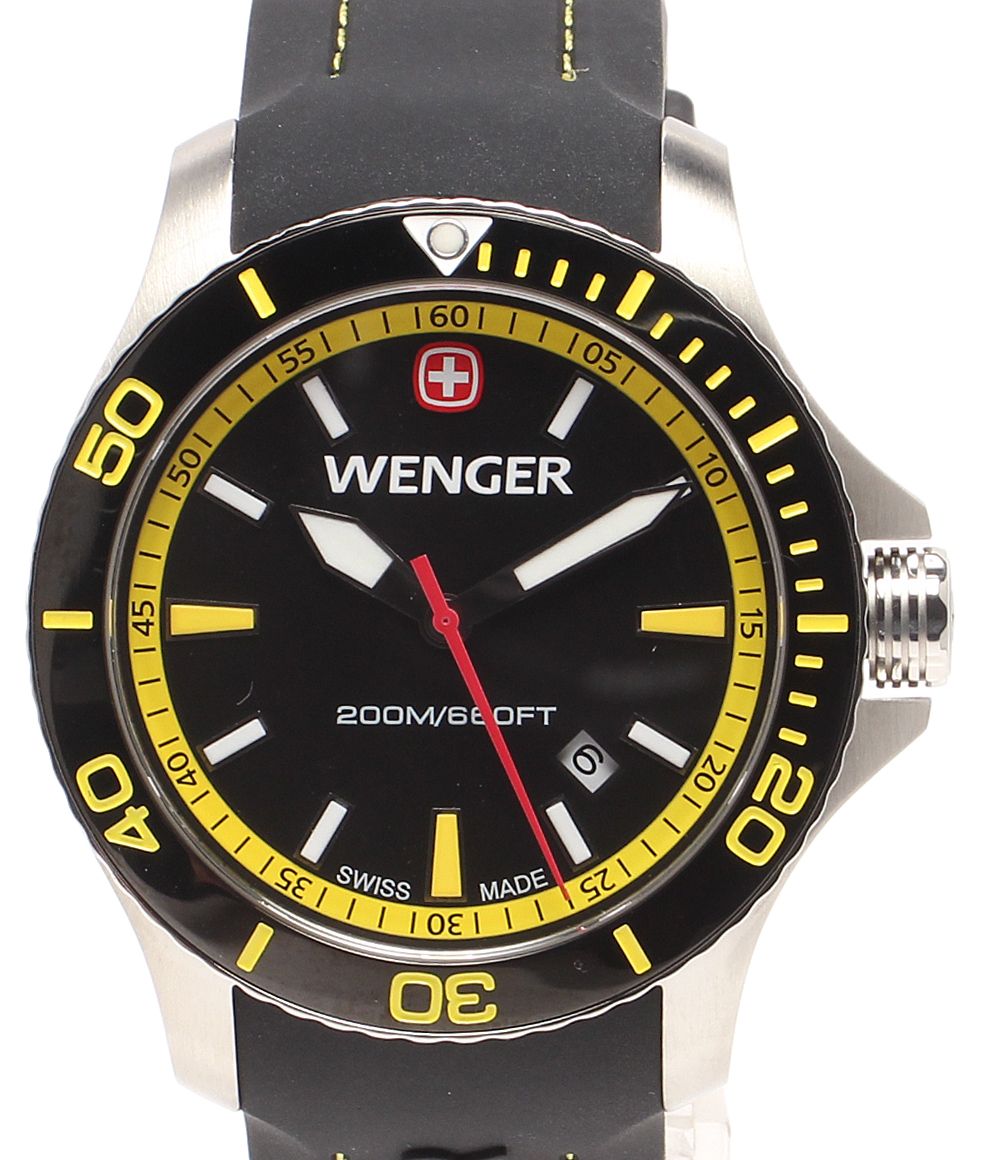 美品 ウェンガー 腕時計 シーフォース 01.0641.101 クオーツ ブラック メンズ WENGER