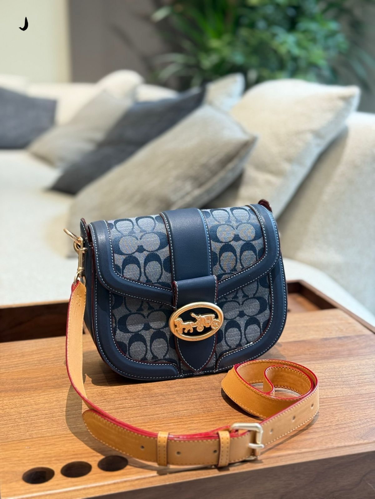 【今日特価】COACH 香布雷 Saddle Bag コーチ シャンブレー サドルバッグ