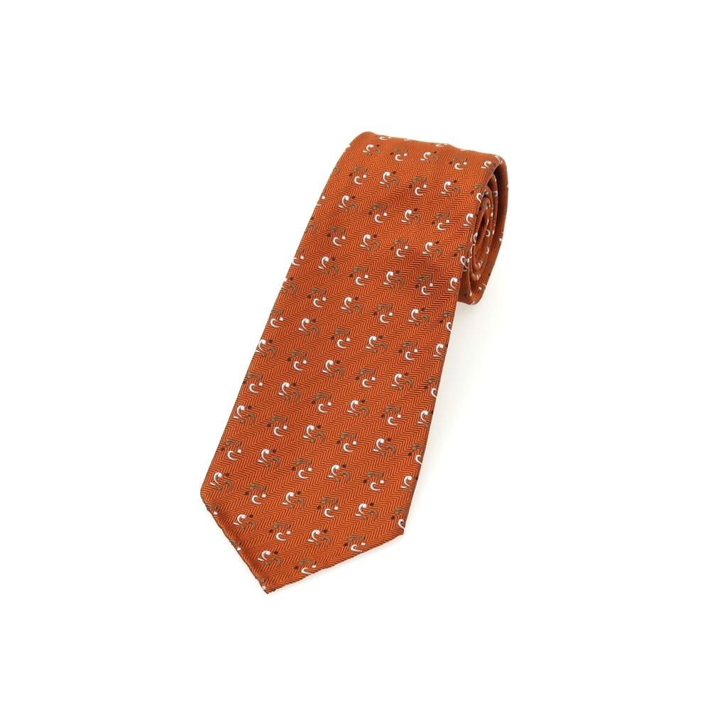 【新品】アットヴァンヌッチ Atto Vannucci シルク セッテピエゲ 小紋柄ネクタイ オレンジ【メンズ】