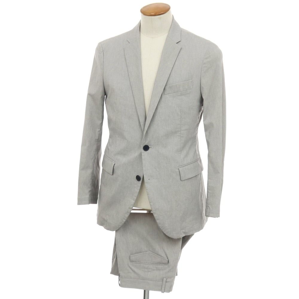 【中古】ジョゼフオム JOSEPH HOMME ストレッチ コットンナイロンリネン 2つボタンスーツ セットアップ ライトグレー【サイズ48/48】【メンズ】