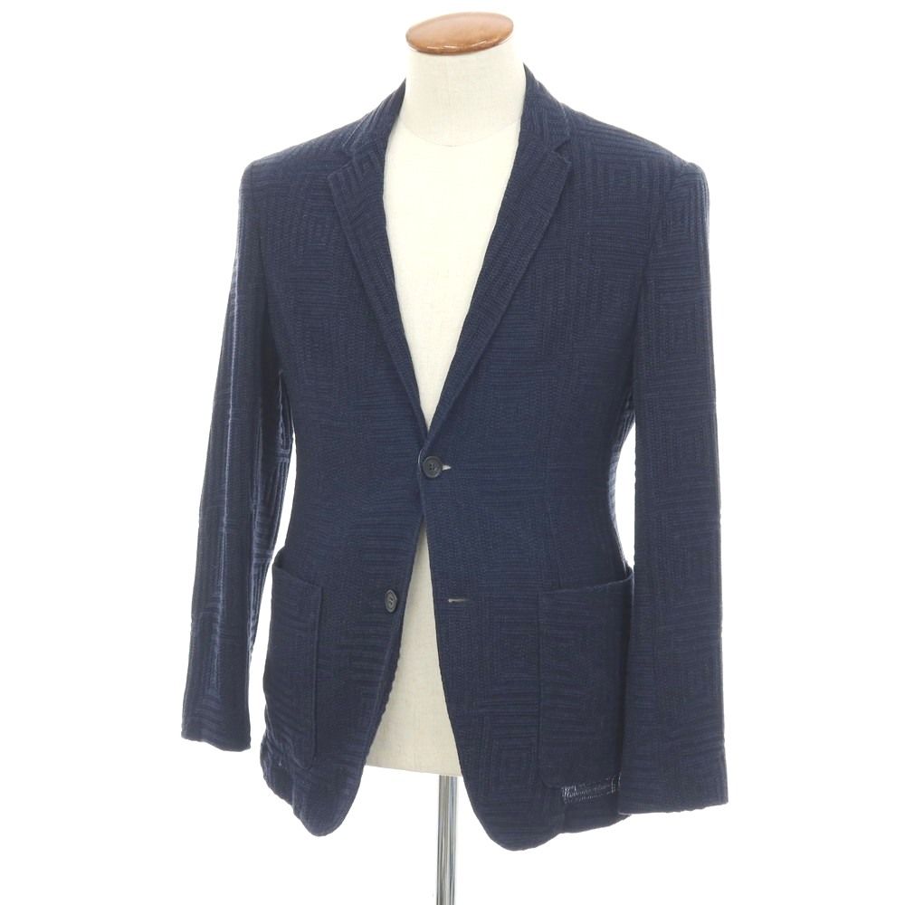 【中古】エンポリオ アルマーニ EMPORIO ARMANI コットンリネン 2B カジュアルジャケット ネイビー【サイズ46】【メンズ】
