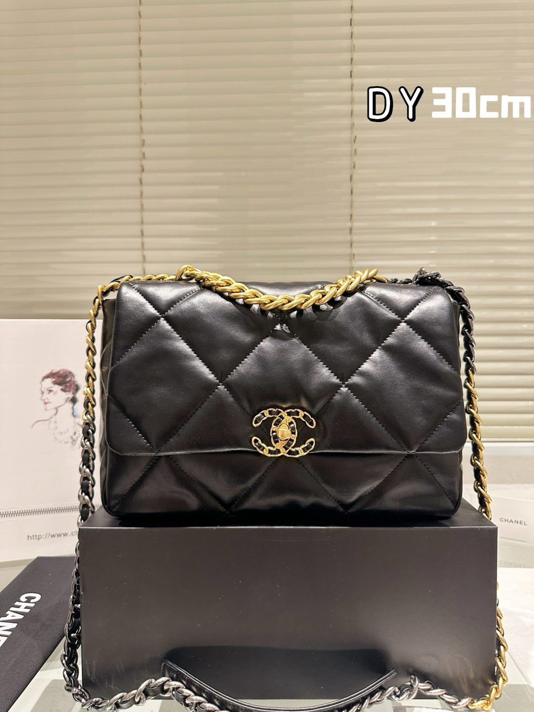 【今日特価】CHANEL 19 フラップバッグ 30cm ゴートスキン ブラック