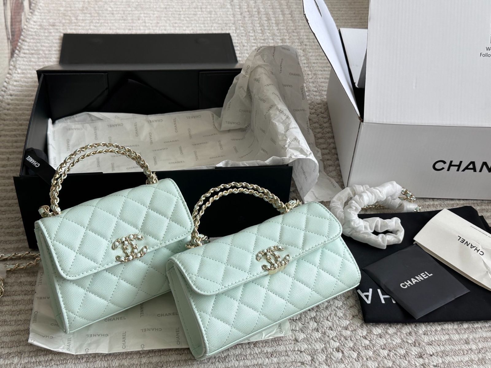 【今日特価】Chanel 23kelly シャネル 23 ケリー スマホバッグ キャビアレザー（19×10cm/15×12cm）