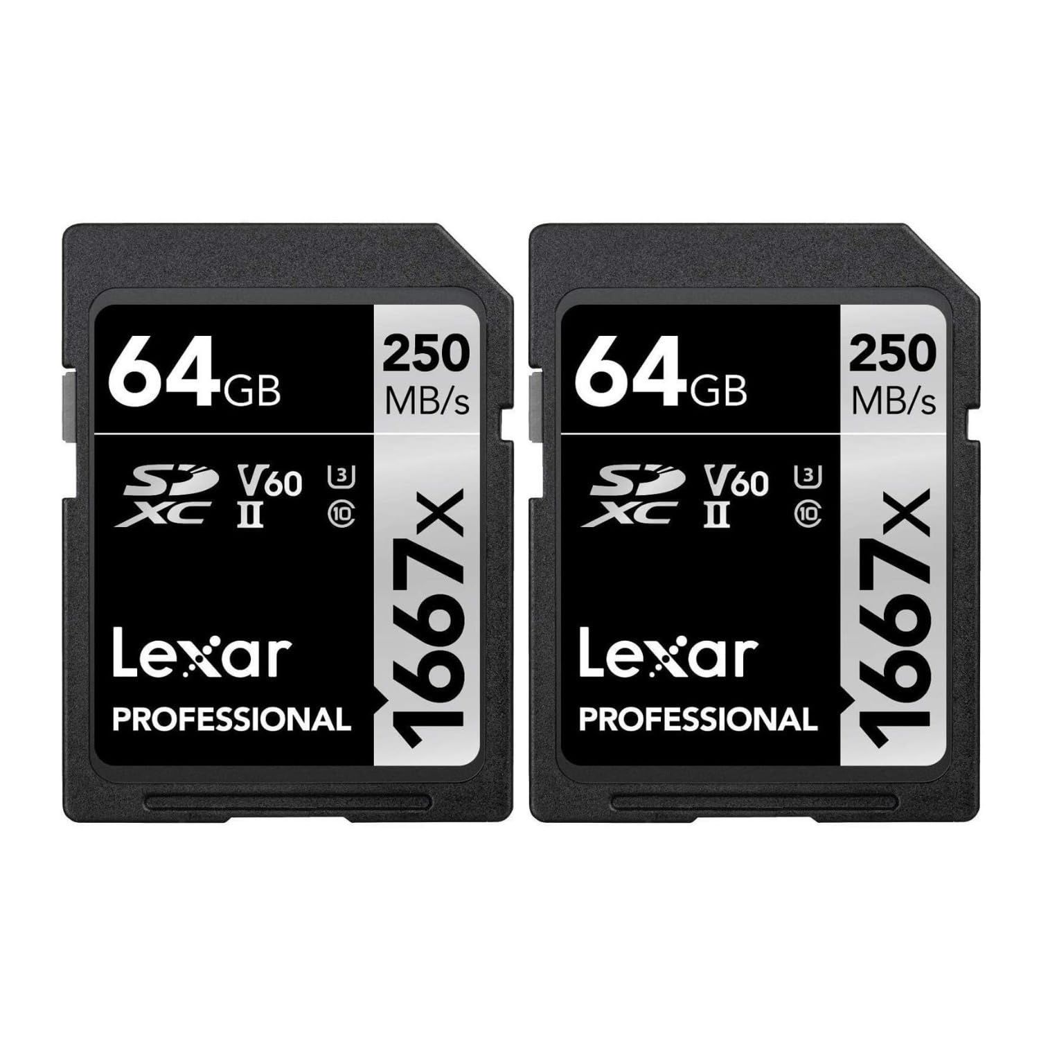 Lexar プロフェッショナル SDHC/SDXC 1667x UHS-II 64GB メモリーカード 2パック (LSD64GCBNA1667)