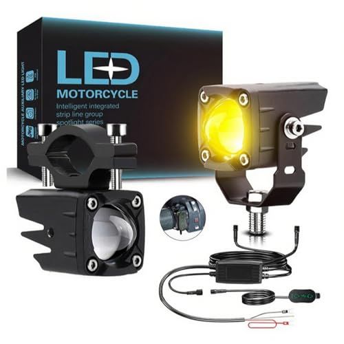 バイク フォグランプ led 2色切り替え ホワイト 黄色 イエロー スイッチ ステー 付属 小型 カットライン 10w 防水 汎用 2個セットJu 9a3384b6