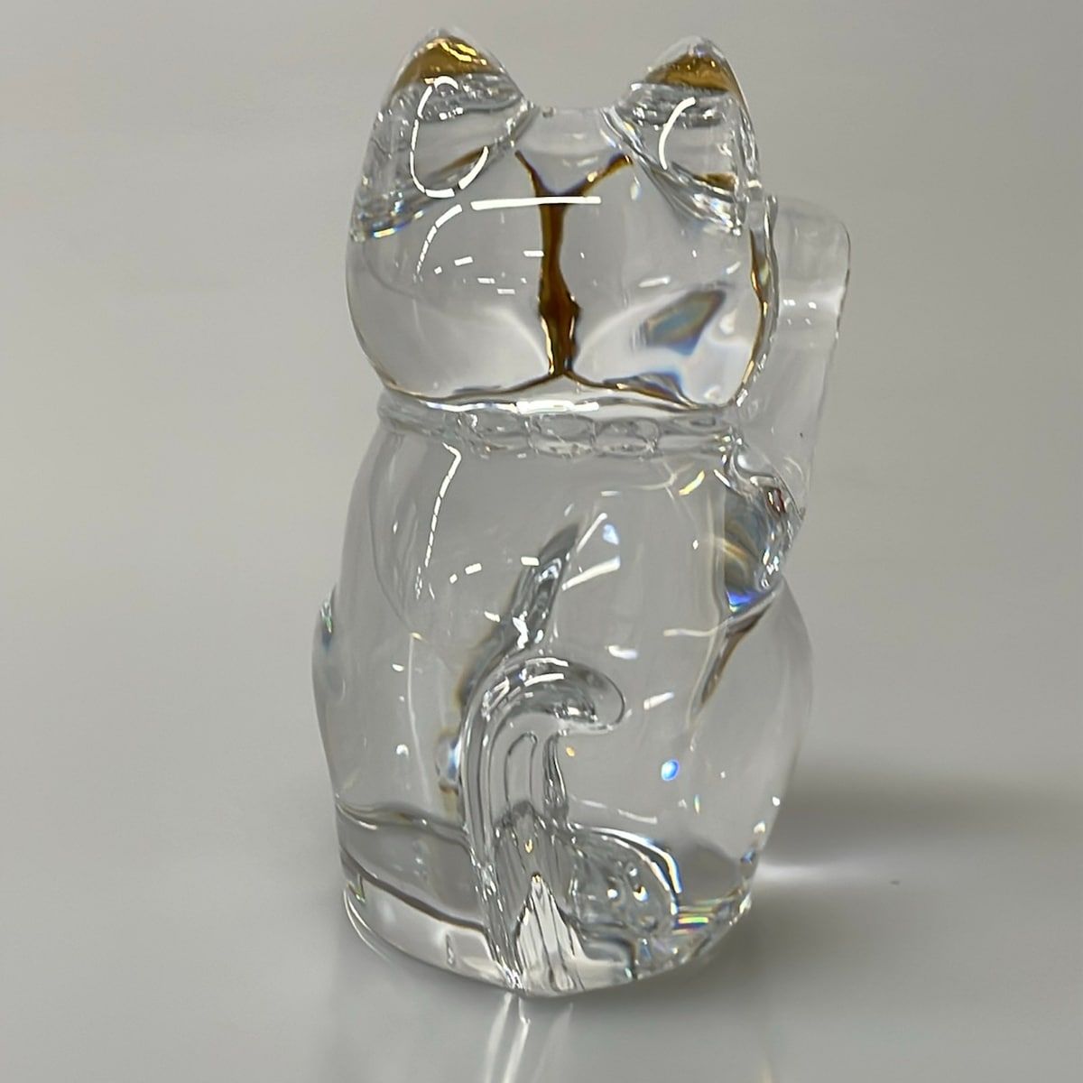 Baccarat(バカラ) 小物美品 クリア×ゴールド 置物/招き猫