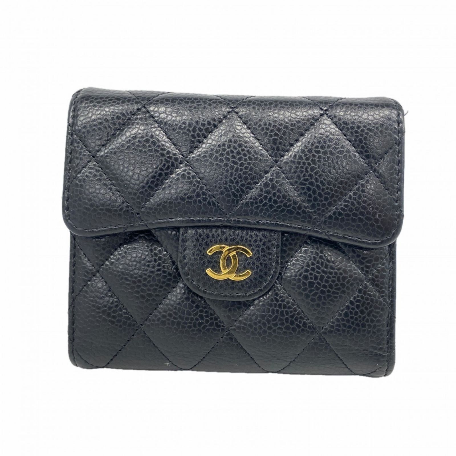 シャネル(Chanel) シャネル 財布 マトラッセ キャビアスキン ブラック レディース