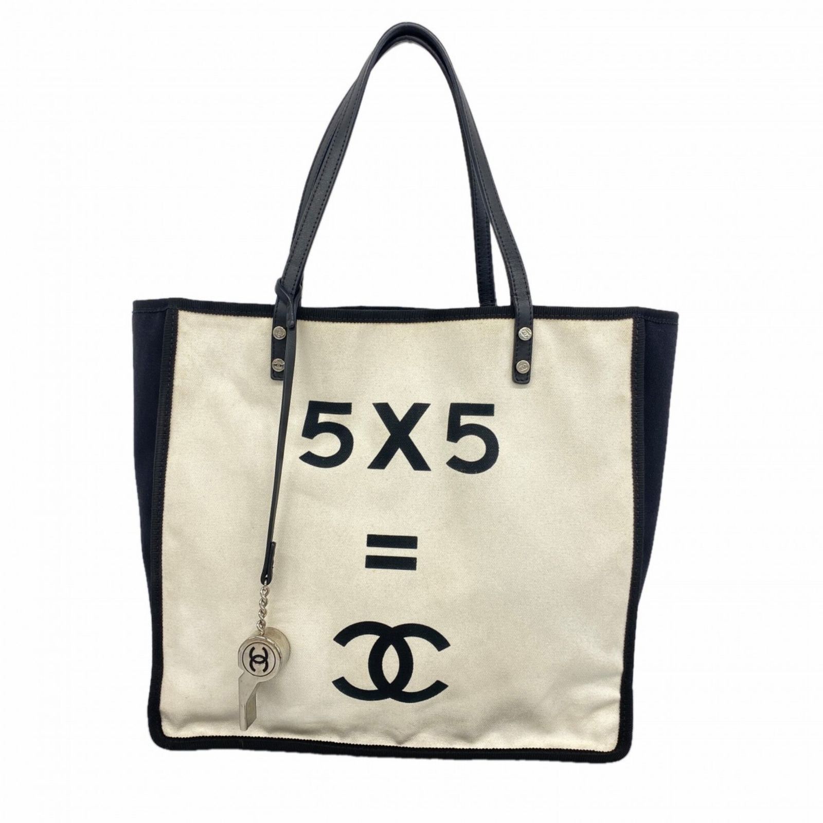 シャネル(Chanel) シャネル トートバッグ キャンバス ホワイト ブラック レディース