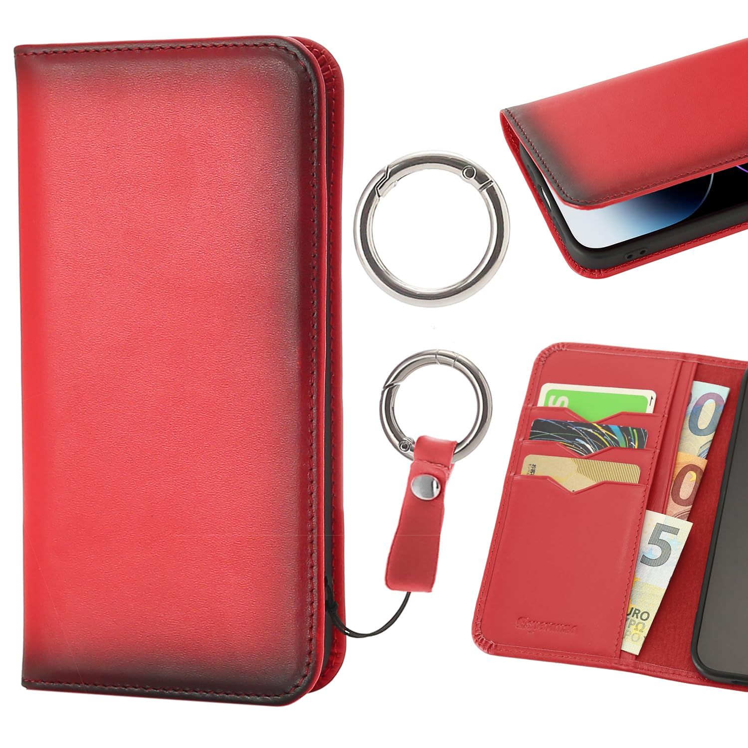 [Esperanza] iPhone SE2 SE3 [2nd Generation/3rd Generation] Case Compatible with iPhone 8, Notebook Type, Genuine Leather, Smartphone Case (Cowhide), Traditional Technique from the Medieval Italian Renaissance Era, Gradation Manufacturing Method, 11 Types of Functional Magnets
