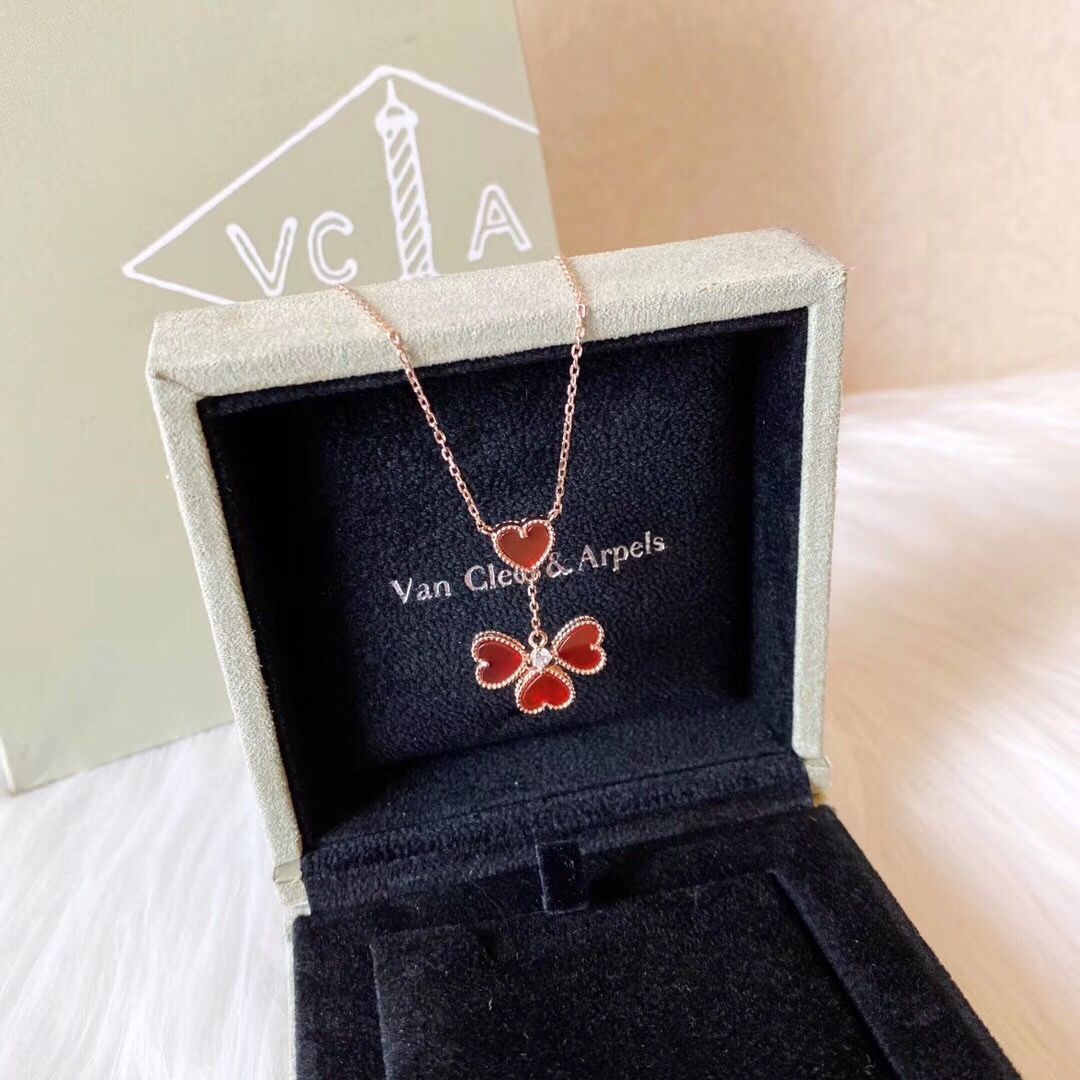 Van Cleef & Arpels Vca Sweet シリーズ ローズゴールド レッド ラブ ペンダント。ネックレス｜本日限定特価｜新品未使用-WTO輸入1