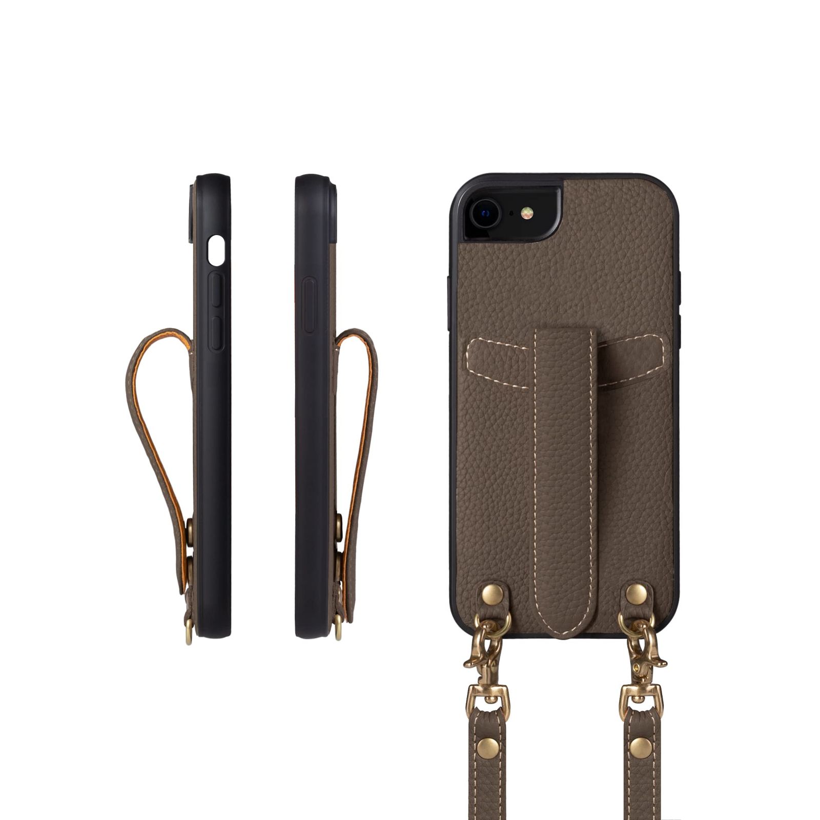 COGURE コグレ iPhone SE 第3世代/iPhone SE 第2世代/iPhone 8/iPhone 7 ケース ショルダーストラップ 本革 落下防止 耐衝撃 ギフトボックス付き COPG エトープ【Etoupe】