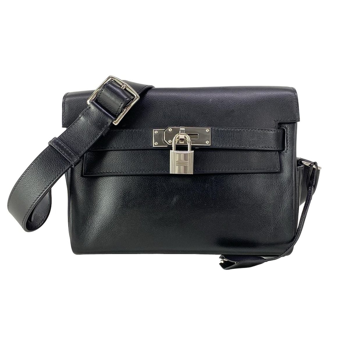 HERMES(エルメス) ショルダーバッグ ケリーメッセンジャー PM 黒 シルバー金具