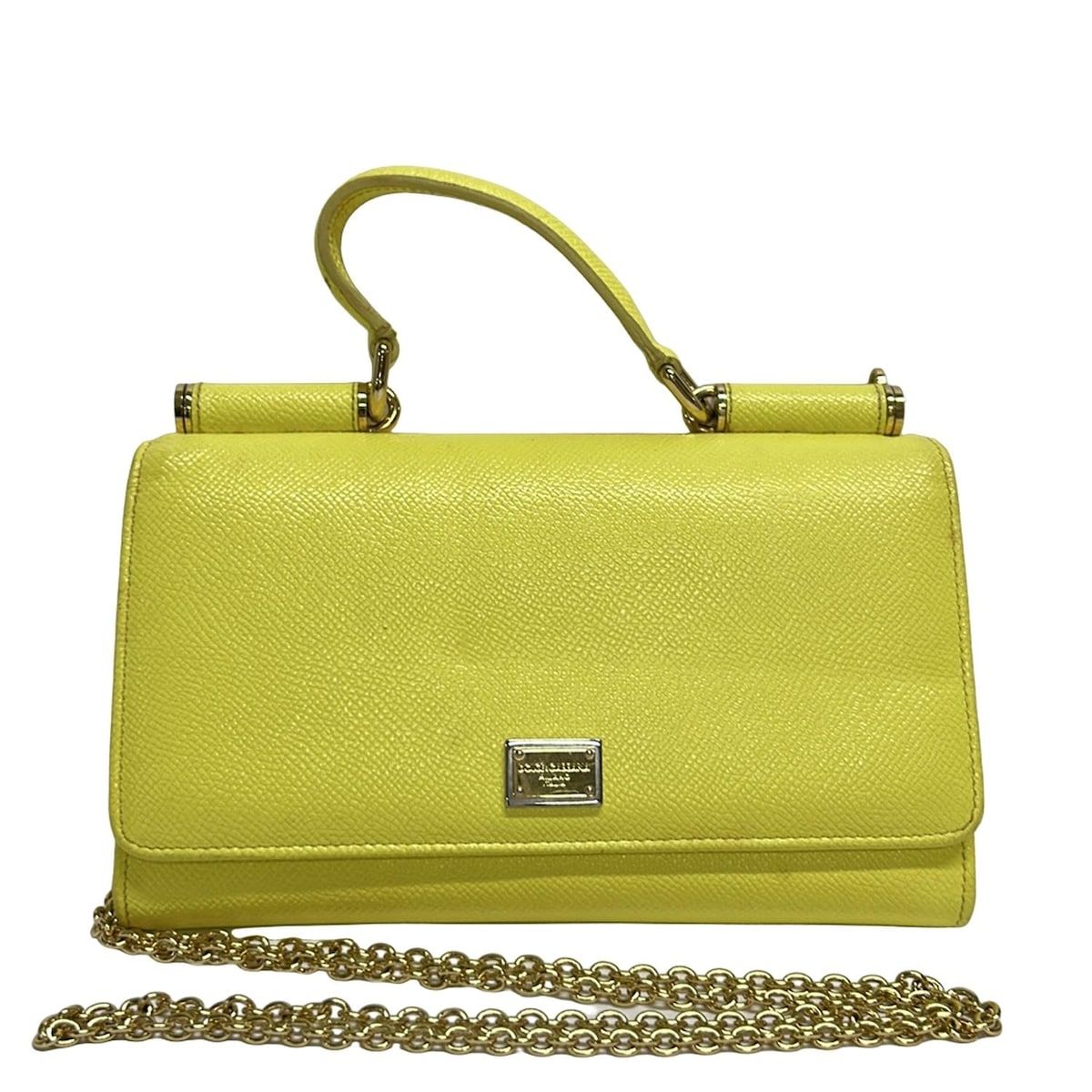 DOLCE&GABBANA(ドルチェアンドガッバーナ) 財布 シシリー イエロー チェーンウォレット レザー
