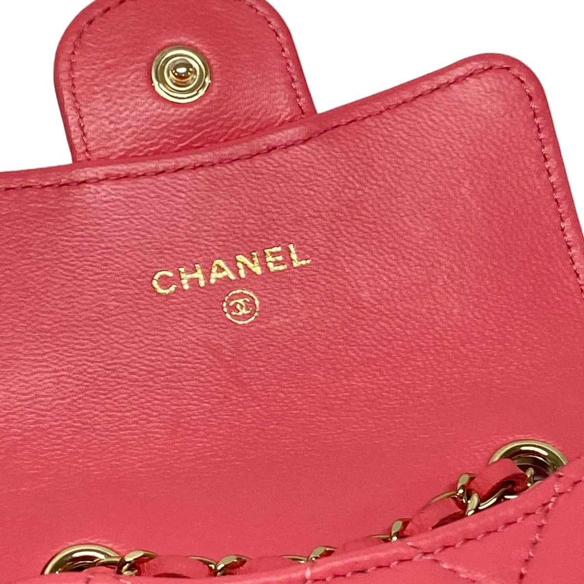 CHANEL(シャネル) ウエストポーチ美品 ミニミニマトラッセ ピンク チェーンショルダー/ゴールド金具 ラムスキン