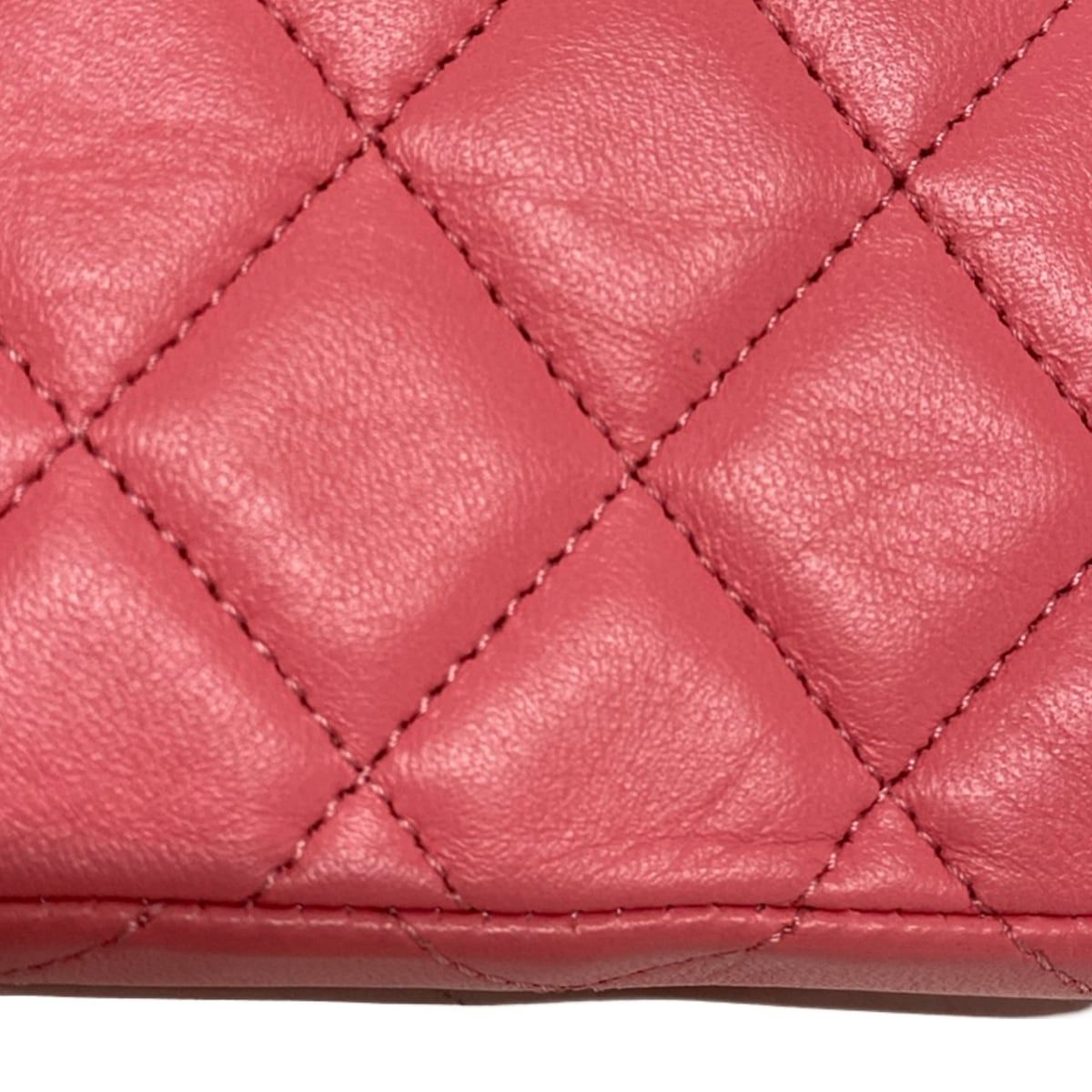 CHANEL(シャネル) ウエストポーチ美品 ミニミニマトラッセ ピンク チェーンショルダー/ゴールド金具 ラムスキン