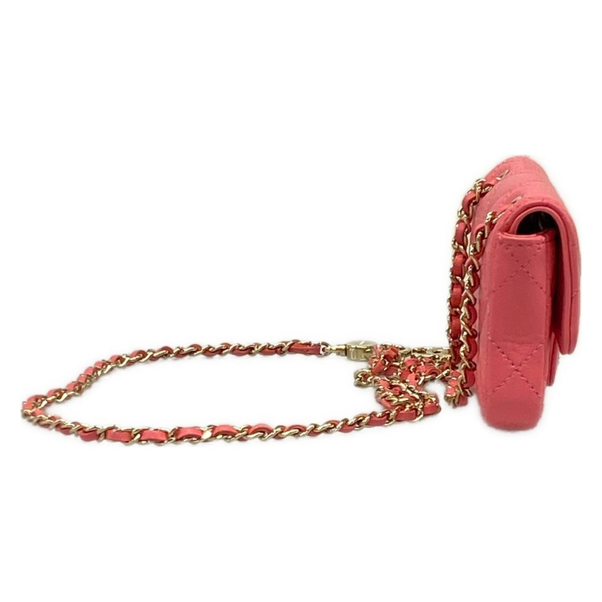 CHANEL(シャネル) ウエストポーチ美品 ミニミニマトラッセ ピンク チェーンショルダー/ゴールド金具 ラムスキン