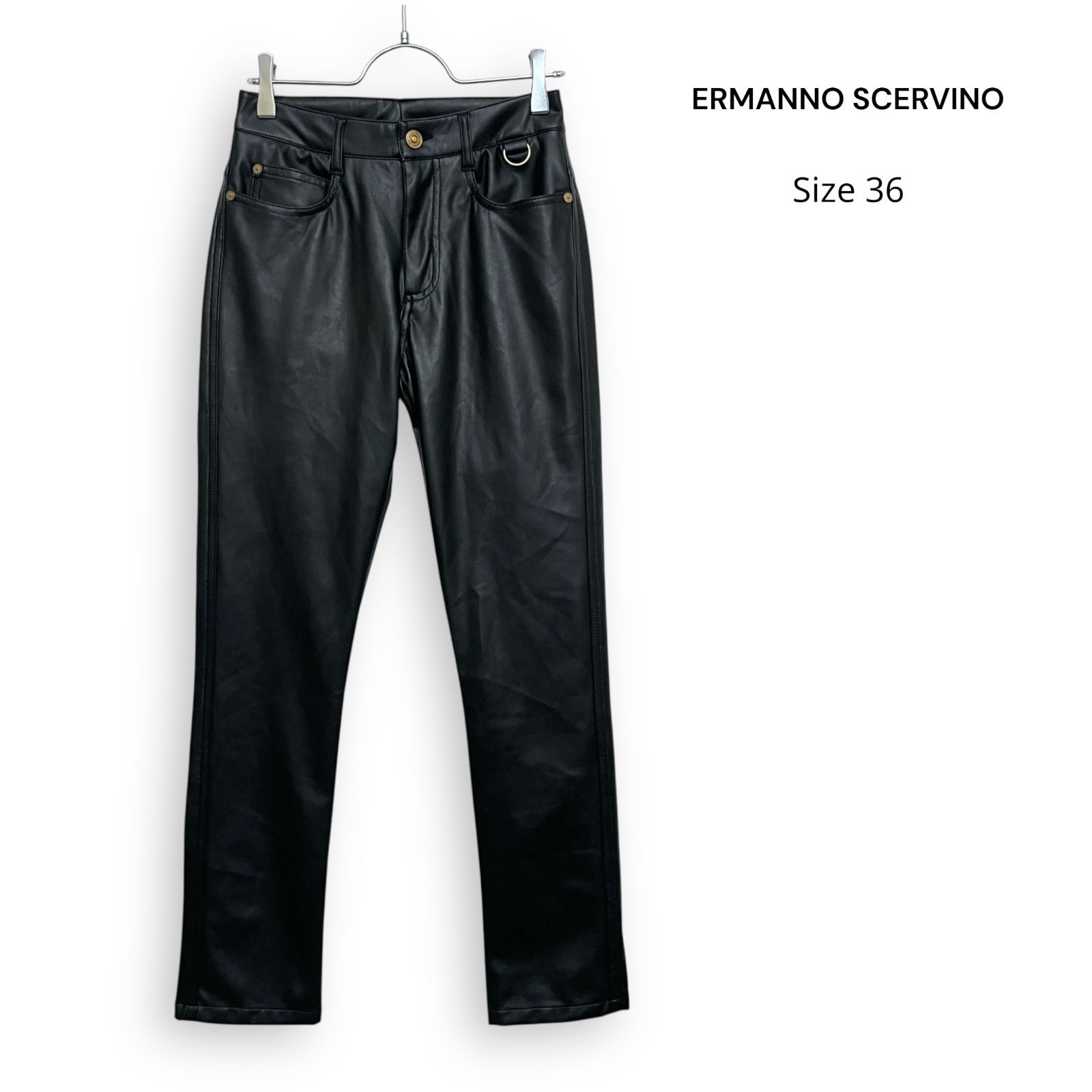 新品　未使用　エルマンノシェルビーノ　36 ERMANNO SCERVINO エルマンノ シェルヴィーノ フェイクレザー パンツ
