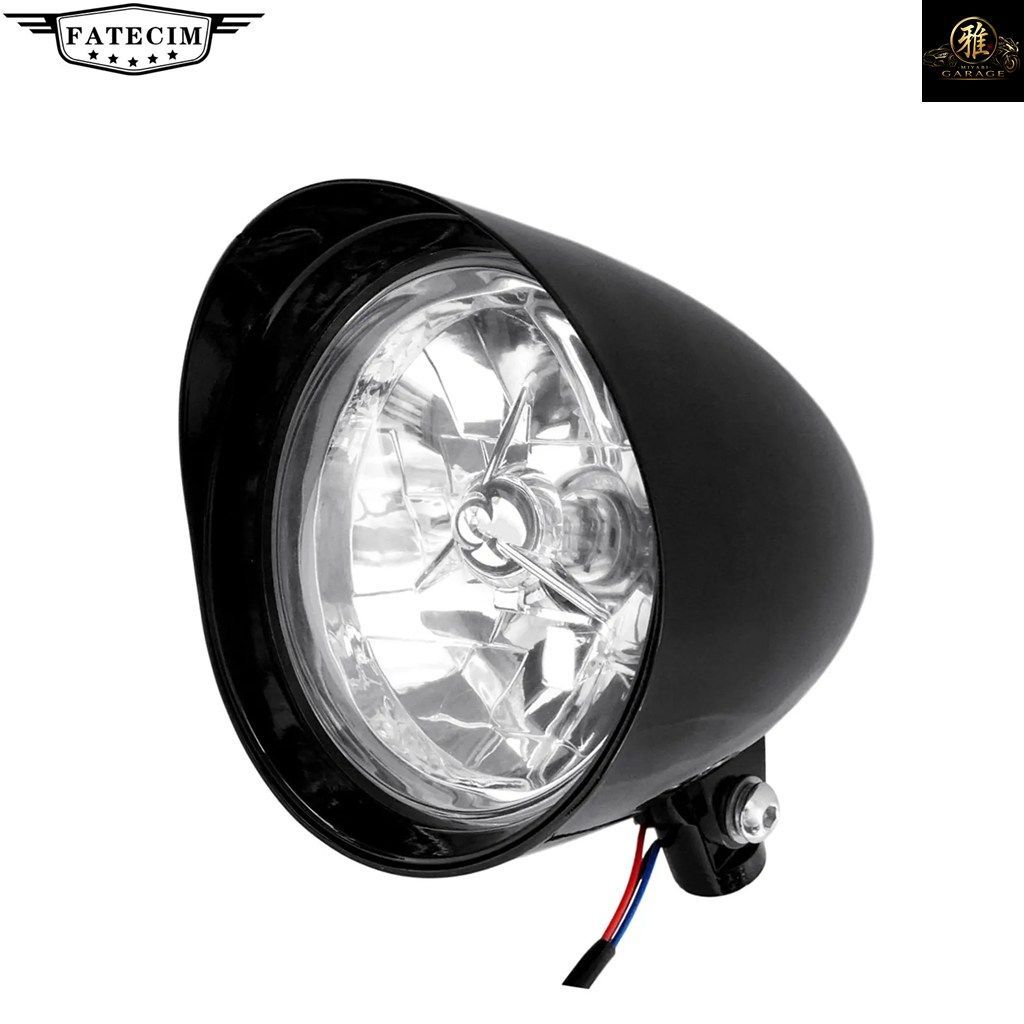BULLET TRI BAR 5.75インチ MOTORCYCLE HEADLIGHT HARLEY SPORTSTER DYNA CAFE RACER